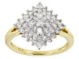 White Lab-Grown Diamond 14k Yellow Gold Over Sterling Silver Cluster Ring 1.00ctw