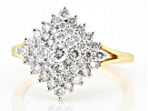 White Lab-Grown Diamond 14k Yellow Gold Over Sterling Silver Cluster Ring 1.00ctw