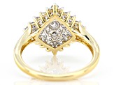 White Lab-Grown Diamond 14k Yellow Gold Over Sterling Silver Cluster Ring 1.00ctw