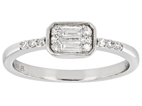 White Lab-Grown Diamond Rhodium Over Sterling Silver Cluster Ring 0.15ctw