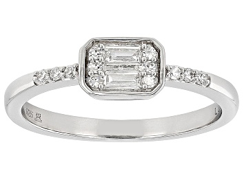 Picture of White Lab-Grown Diamond Rhodium Over Sterling Silver Cluster Ring 0.15ctw