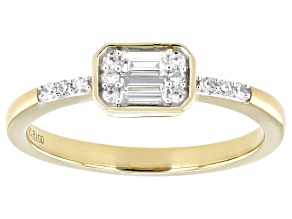 White Lab-Grown Diamond 14K Yellow Gold Over Sterling Silver Cluster Ring 0.15ctw