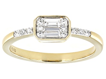 Picture of White Lab-Grown Diamond 14K Yellow Gold Over Sterling Silver Cluster Ring 0.15ctw