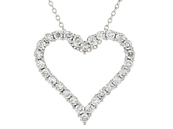Picture of White Lab-Grown Diamond 14k White Gold Heart Slide Pendant With 18" Rolo Chain 0.50ctw