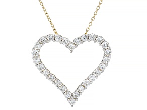 White Lab-Grown Diamond 14k Yellow Gold Heart Slide Pendant With 18" Rolo Chain 0.50ctw