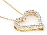 White Lab-Grown Diamond 14k Yellow Gold Heart Slide Pendant With 18" Rolo Chain 0.50ctw