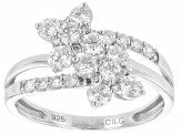 White Lab-Grown Diamond Rhodium Over Sterling Silver Cluster Ring 1.00ctw