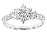 White Lab-Grown Diamond Rhodium Over Sterling Silver Cluster Ring 0.90ctw