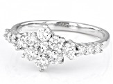 White Lab-Grown Diamond Rhodium Over Sterling Silver Cluster Ring 0.90ctw