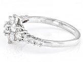 White Lab-Grown Diamond Rhodium Over Sterling Silver Cluster Ring 0.90ctw