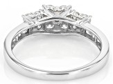 White Lab-Grown Diamond Rhodium Over Sterling Silver Cluster Ring 0.90ctw