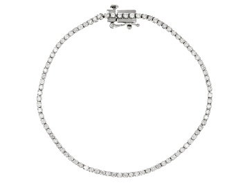Picture of Round White Lab-Grown Diamond Rhodium Over Sterling Silver Tennis Bracelet 1.75ctw