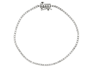 Round White Lab-Grown Diamond Rhodium Over Sterling Silver Tennis Bracelet 1.75ctw