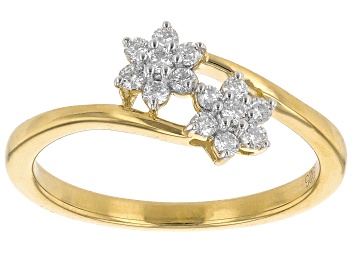 Picture of White Lab-Grown Diamond 14k Yellow Gold Over Sterling Silver Bypass Ring 0.25ctw