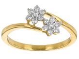 White Lab-Grown Diamond 14k Yellow Gold Over Sterling Silver Bypass Ring 0.25ctw