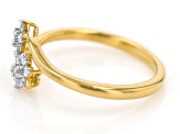 White Lab-Grown Diamond 14k Yellow Gold Over Sterling Silver Bypass Ring 0.25ctw