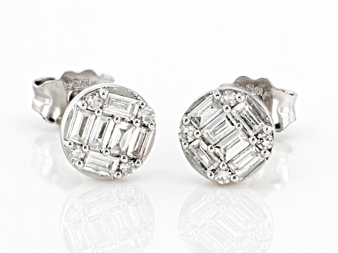 White Lab-Grown Diamond Rhodium Over Sterling Silver Stud Earrings 0.25ctw