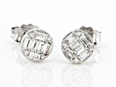 White Lab-Grown Diamond Rhodium Over Sterling Silver Stud Earrings 0.25ctw
