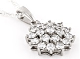White Lab-Grown Diamond Rhodium Over Sterling Silver Cluster Pendant With Singapore Chain 0.97ctw
