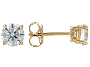 White Lab-Grown Diamond H SI 10k Yellow Gold Stud Earrings 1.00ctw
