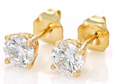 White Lab-Grown Diamond H SI 10k Yellow Gold Stud Earrings 1.00ctw