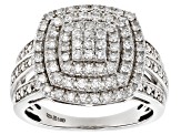 White Lab-Grown Diamond Rhodium Over Sterling Silver Cluster Ring 0.50ctw