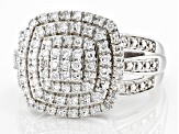 White Lab-Grown Diamond Rhodium Over Sterling Silver Cluster Ring 0.50ctw