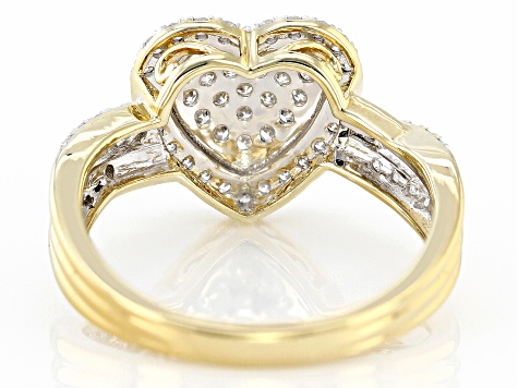 Contemporary hotsell 14kt white and yellow gold genuine diamond heart ring size 8