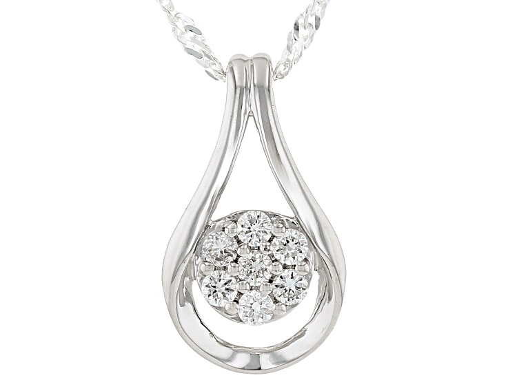 White Lab-Grown Diamond Rhodium Over Sterling Silver