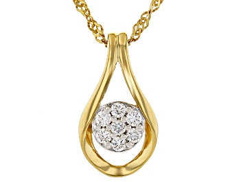 Picture of White Lab-Grown Diamond 14k Yellow Gold Over Sterling Silver Pendant With Singapore Chain 0.20ctw