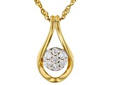 White Lab-Grown Diamond 14k Yellow Gold Over Sterling Silver Pendant With Singapore Chain 0.20ctw
