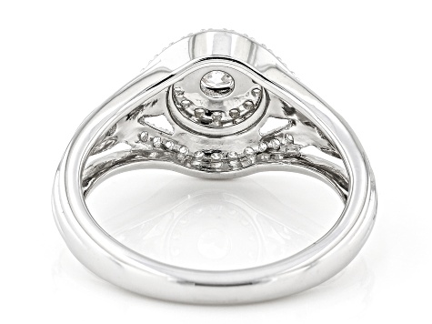 White Lab-Grown Diamond Rhodium Over Sterling Silver Halo