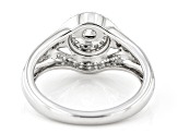White Lab-Grown Diamond Rhodium Over Sterling Silver Halo Ring 0.50ctw