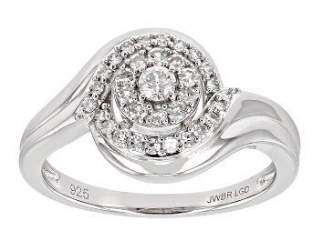 Picture of White Lab-Grown Diamond Rhodium Over Sterling Silver Halo Ring 0.33ctw