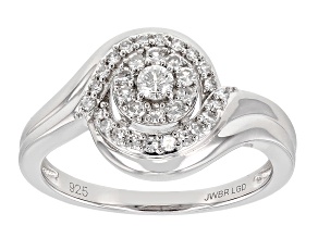 White Lab-Grown Diamond Rhodium Over Sterling Silver Halo Ring 0.33ctw