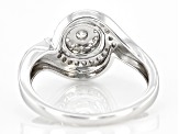 White Lab-Grown Diamond Rhodium Over Sterling Silver Halo Ring 0.33ctw
