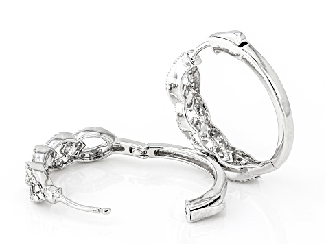 White Lab-Grown Diamond Rhodium Over Sterling Silver Hoop Earrings 0.50ctw
