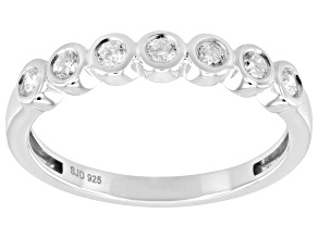 White Lab-Grown Diamond Rhodium Over Sterling Silver Band Ring 0.25ctw