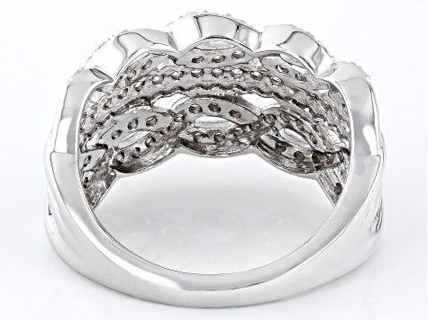 White Lab-Grown Diamond Rhodium Over Sterling Silver Wide
