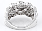 White Lab-Grown Diamond Rhodium Over Sterling Silver Wide Band Ring 0.80ctw