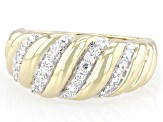 White Lab-Grown Diamond 14k Yellow Gold Over Sterling Silver Wide Band Ring 0.25ctw