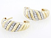 White Lab-Grown Diamond 14k Yellow Gold Over Sterling Silver J-Hoop Earrings 0.25ctw