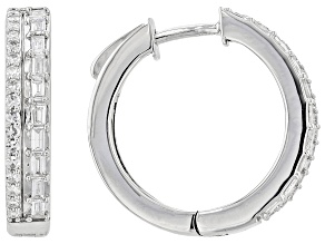White Lab-Grown Diamond Rhodium Over Sterling Silver Earrings 0.50ctw
