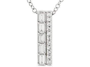 Picture of White Lab-Grown Diamond Rhodium Over Sterling Silver Slide Pendant With 19" Cable Chain 0.25ctw