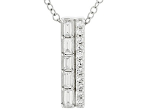 White Lab-Grown Diamond Rhodium Over Sterling Silver Slide Pendant With 19" Cable Chain 0.25ctw