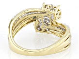 White Lab-Grown Diamond 14k Yellow Gold Over Sterling Silver Bypass Ring 0.75ctw