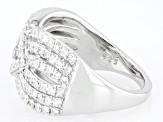 White Lab-Grown Diamond Rhodium Over Sterling Silver Wide Band Ring 1.00ctw