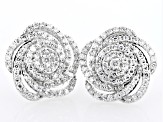 White Lab-Grown Diamond Rhodium Over Sterling Silver Stud Earrings 1.00ctw