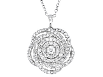 Picture of White Lab-Grown Diamond Rhodium Over Sterling Silver Pendant With 19" Cable Chain 1.00ctw