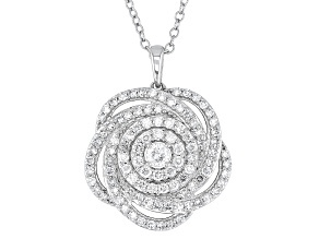 White Lab-Grown Diamond Rhodium Over Sterling Silver Pendant With 19" Cable Chain 1.00ctw